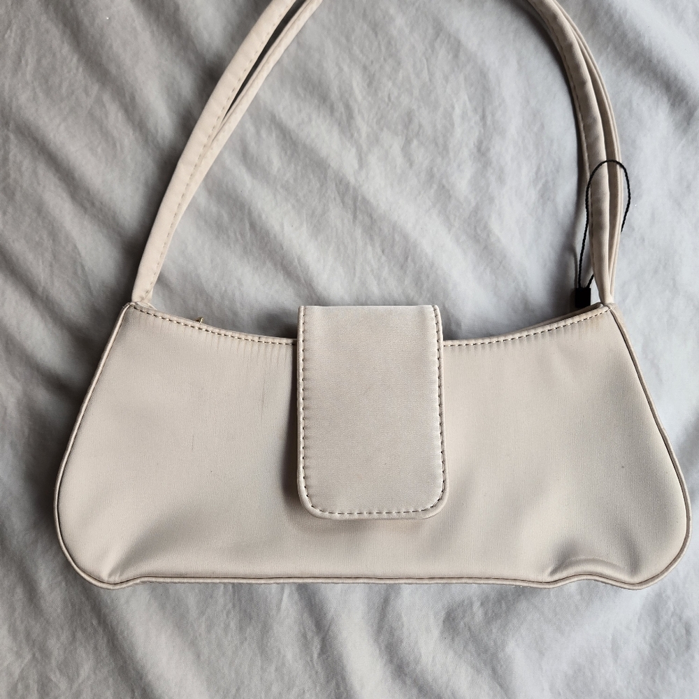 Set 2: Ivory Mini Purse shoulder bags - alligator & satin zip top 90s y2k - Picture 2 of 8